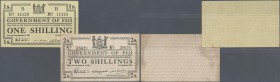 Fiji: set of 2 notes Government of Fiji 1 and 2 Shillings 1942 P. 48, 49, both in similar condition, lightly used, VF+ to XF. (2 pcs)