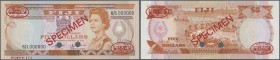 Fiji: 5 Dollars 1980 Specimen P. 78s1 in condition: aUNC.