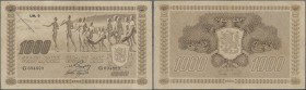 Finland: 1000 Markkaa 1922 Litt. D, P.67, small tears at left and right border, several folds and creases and tiny hole at center. Condition: F+