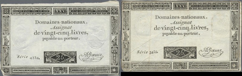 France: bundle of 106x 25 Livres 1793 P. A71, all in condition from VF+ to F. (1...