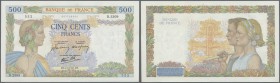 France: 500 Francs February 6th 1942, signature Belin / Rousseau / Favre-Gilly, P.95b, excellent condition with tiny spot at upper margin and a few ve...