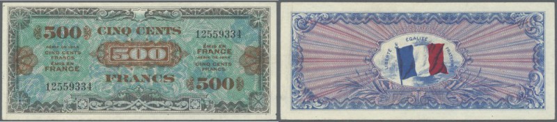 France: 500 Francs 1944 Allied Forces, P.119, nice looking note with some folds ...