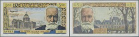 France: 5 Nouveaux Francs 1959 P. 141, Fay 56-3, very crisp original french banknote paper, 2 pinholes at left, light dints at upper right corner, no ...