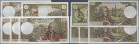 France: set of 5 notes containgin 4x 10 Francs 1967 CONSECUTIVE numbers and 5 Francs 1966, P. 146, 147, the first all in condition UNC without pinhole...