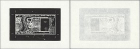 France: Rare Banque de France Specimen Print “500 Francs Renaissance” – “LINOGRAVURE”, this technique showing “white areas” which are the printed area...