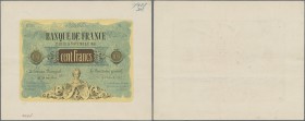 France: This 100 Francs 1861 Proof print of an unissued design was unknown until now. Produced by or for the Banque de France this proof is printed on...
