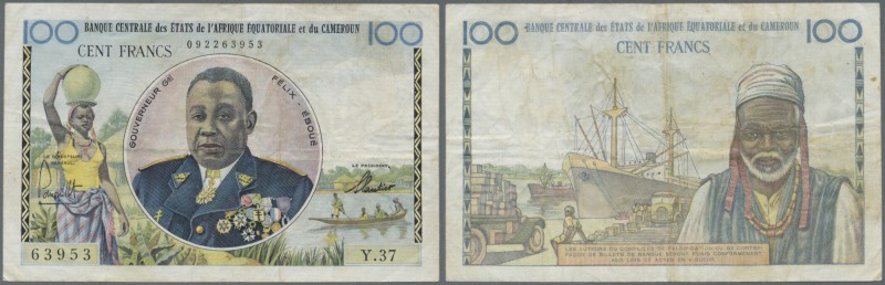 French Equatorial Africa: 100 Francs ND(1957), P.32 with Portrait of Governor-Ge...