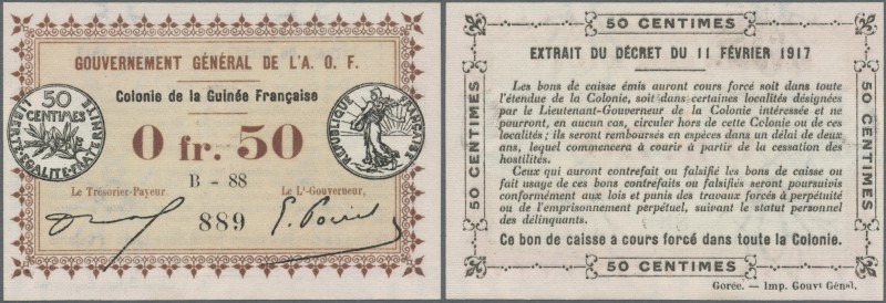 French Guinea: 50 Centimes 1917 P. 1 in condition: UNC.