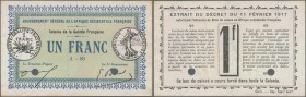 French Guinea: 1 Franc Proof Print P. 2p without serial numbers and cancellation holes in condition: aUNC.