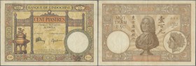 French Indochina: set of 2 notes 100 Piastres ND(1925-39) P. 51d, both in similar condition with vertical and horizontal folds, some pinholes but no r...