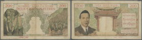 French Indochina: set of 2 notes 200 Piastres ND P. 109, both used with folds, one with stain in paper and several pinholes, the other one with border...