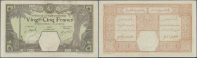 French West Africa: 25 Francs 1925 DAKAR issue P. 7Bb in used condition with light folds and stain in paper, some pinohles at left, a 5mm tear at uppe...