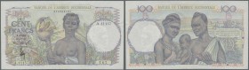French West Africa: 100 Francs 1951 P. 40, only very light center folds, no holes or tears, not washed or pressed, crisp, exceptional condition for th...