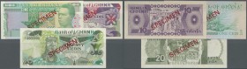 Ghana: set of 3 Specimen notes containing 1, 10 and 20 Cedis Specimen 1982/84 P. 17s, 23s, 24s, the 10 in aUNC, the other two in UNC.