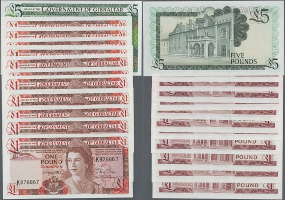 Gibraltar: set of 12 notes containing 4x 1 Pound 1988, 1x 1 Pound 1975, 1x 1 Pou...
