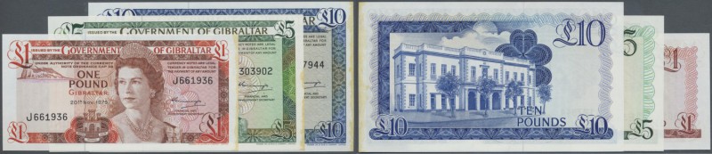 Gibraltar: Set of 3 notes containing 1, 5 and 10 Pounds 1975 P. 20, 21, 22, all ...