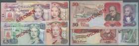 Gibraltar: set of 4 Specimen banknotes containing 5, 10, 20 and 50 Pounds 1995 P. 25s-28s, all with zero serial numbers and specimen overprint, all in...