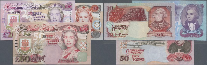 Gibraltar: set of 3 notes containing 20 and 10 Pounds 1995 P. 26, 27, and 50 Pou...