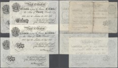 Great Britain: set with 4 Banknotes comprising 10 Pounds 1932 and 20 Pounds 1930 with signature Catterns and 2 x 10 Pounds 1936/1937 with signature Pe...