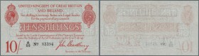Great Britain: 10 Shillings ND P. 348, T12, 4 tiny pinholes at upper left, light vertical folds, no tears, crisp paper, conditoin: VF.