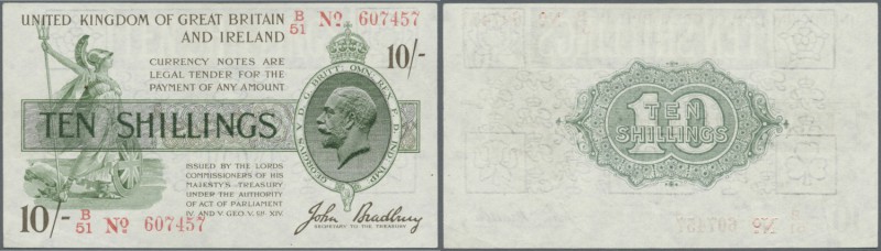 Great Britain: 10 Shillings ”John Bradbury” 1918 P. 350, T20, light center fold ...