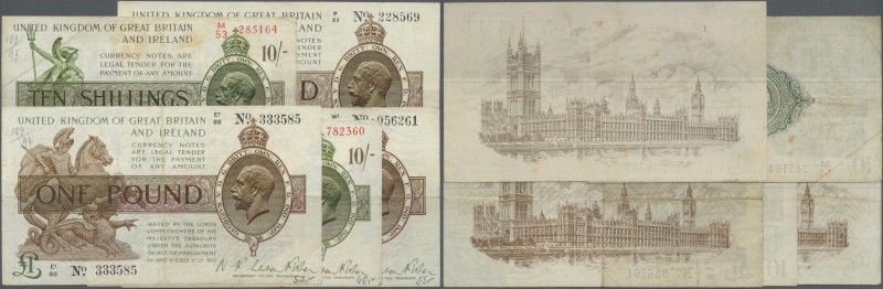 Great Britain: set with 5 Banknotes series 1919 till 1928 containing 1 Pound ND(...