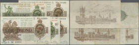 Great Britain: set with 5 Banknotes series 1919 till 1928 containing 1 Pound ND(1919) with signature N. K. Warren Fisher P.357 (VF), 10 Shillings ND(1...