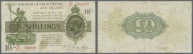 Great Britain: 10 Shillings ND(1922-23) P. 358 in used condition with several folds and creases, stain at lower border, no holes or tears, still stron...