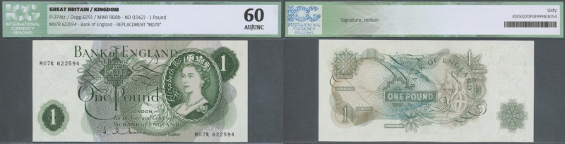 Great Britain: 1 Pound ”Hollom” 1962 Replacement prefix M07R P. 374cr, ICG grade...
