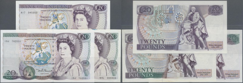 Great Britain: set of 3 notes 20 Pounds ND P. 2x 380b (UNC) 20 Pounds ND P. 380d...