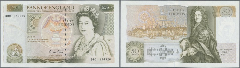 Great Britain: 50 Pounds ND(1981-93) P. 381b, unfolded, very light handling in p...