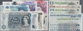 Great Britain: set of 19 notes containing 4x 5 Pounds ND P. 375 (all UNC), 4x 1 Pound ND P. 377 (1x aUNC, 3x UNC), 2x 5 Pounds ND P. 378 (aUNC and UNC...