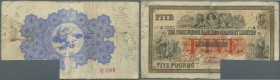 Great Britain: City of York 5 Pounds 1896 issued by the York Union Banking Company Limited in well worn condition with a number of stains and folds, t...