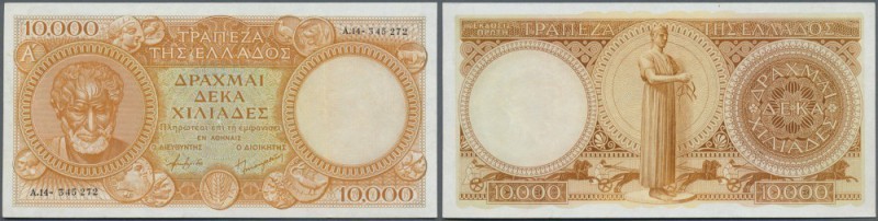 Greece: 10000 Drachmai ND(1941-46) P. 174. This note shows just slight handling ...