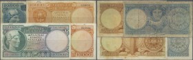 Greece: set with 4 Banknotes 20.000 Drachmai ND(1947) P.179b (F), 2 x 10.000 Drachmai December 29th 1947 P.182a (F, F-) and 20.000 Drachmai December 2...