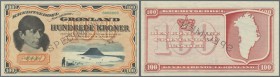 Greenland: 100 Kroner 1953 SPECIMEN, P.21as, tiny creases in the paper, otherwise perfect. Condition: aUNC