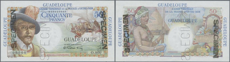 Guadeloupe: 50 Francs ND Specimen P. 34s, perforated SPECIMEN in center, stamped...
