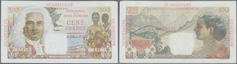 Guadeloupe: 100 Francs ND(1947-49) P. 35, light creases and folds in paper, wash...