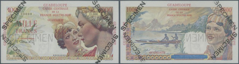 Guadeloupe: 1000 Francs ND(1947-49) SPECIMEN, P.37s in excellent condition with ...