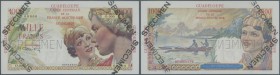 Guadeloupe: 1000 Francs ND(1947-49) SPECIMEN, P.37s in excellent condition with strong paper and bright colors, with perforation and stamp Specimen in...