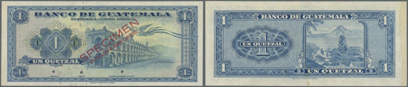 Guatemala: Banco de Guatemala 1 Quetzal 1955-57 color trial Specimen in blue ins...