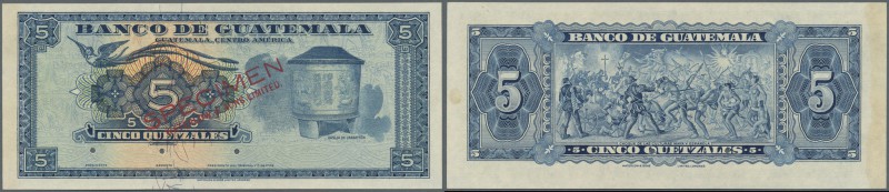 Guatemala: 5 Quetzales 1959-65 SPECIMEN by Waterlow and Sons. Ltd., P.44s, small...