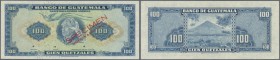 Guatemala: Banco de Guatemala 100 Quetzales 1959-65 SPECIMEN by Waterlow & Sons Ltd., P.49s in perfect UNC condition