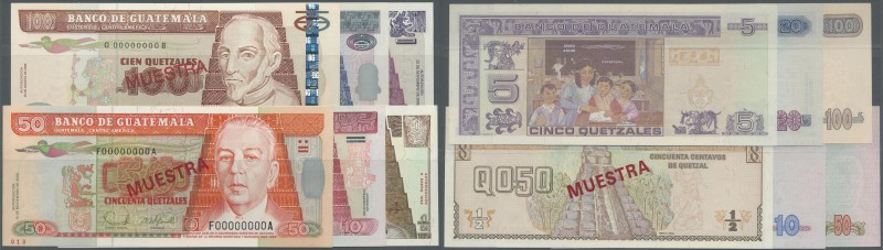 Guatemala: set of 6 Specimen notes containing 1/2 Qu. 1998, 5 Qu. 2006, 10 Qu. 2...
