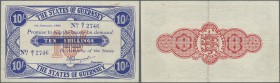 Guernsey: 10 Shillings 1943 Pick 32, horizontal and vertical fold, light handing in paper, no holes, 2 small border tears, a tiny stain trace at upper...