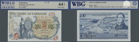 Guernsey: 10 Pounds ND(1975-80), P.47 in perfect condition, WBG graded 64 UNC Choice TOP