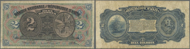 Haiti: Banque Nationale de la République d'Haïti 2 Gourdes L.1919, P.151 in used...
