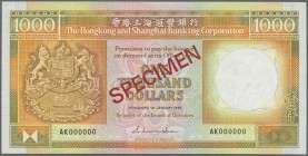 Hong Kong: 1000 Dollars 1988 Specimen P. 196s in condition: UNC.