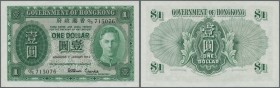 Hong Kong: 1 Dollar 1952 P. 324b with light center bend, in condition: XF+ to aUNC.