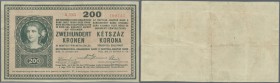 Hungary: 200 Kronen 1918 P. 14, used with folds, center holes, no tears, still original colors, condition: F.